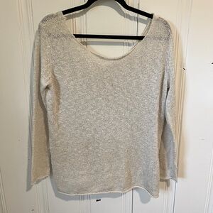 Zara Sheer Cream Lightweight Scoop Back Sweater